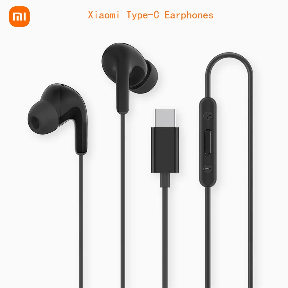 Type C Wired Earphones With Mic - Earphone Xiaomi Type-C Asli, Headphone In-ear
