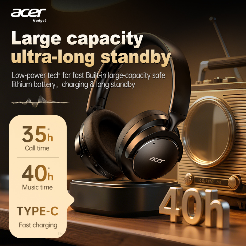 Acer Ohr560 Headphone Nirkabel - Anc Wireless Over Ear Headphones ulasan dan harga