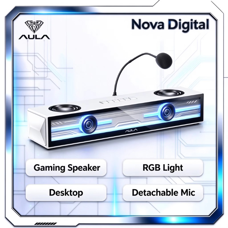 Speaker Gaming AULA GS8, Sound - Rgb Computer Soundbar For Pc ulasan dan harga